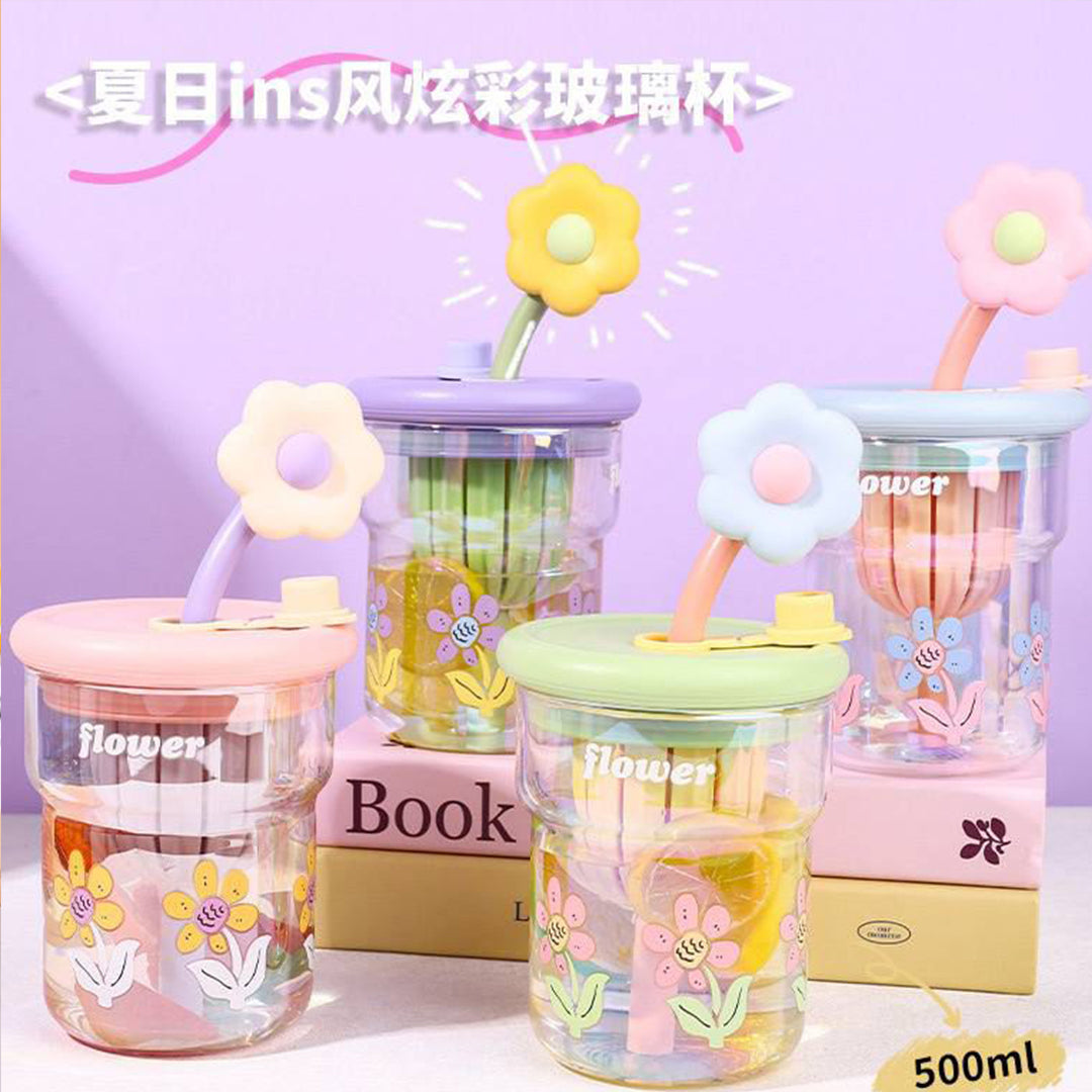 Cute flower  ice coffee mug