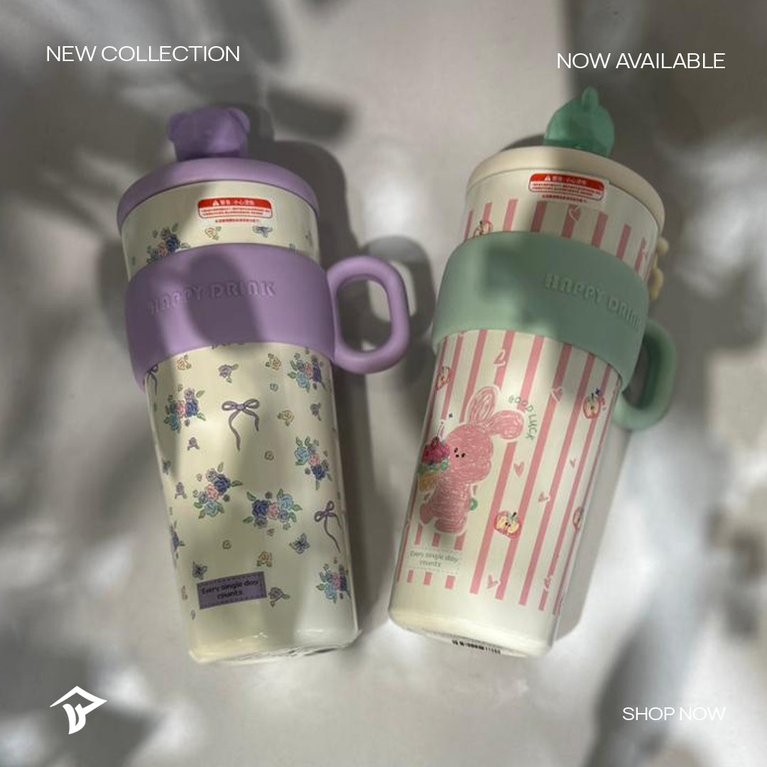 Cute Floral & Bear Thermal Mug