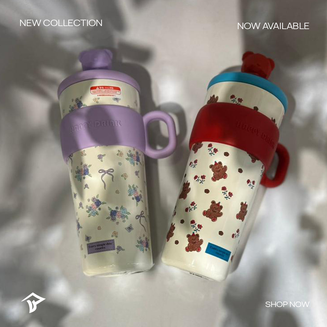 Cute Floral & Bear Thermal Mug