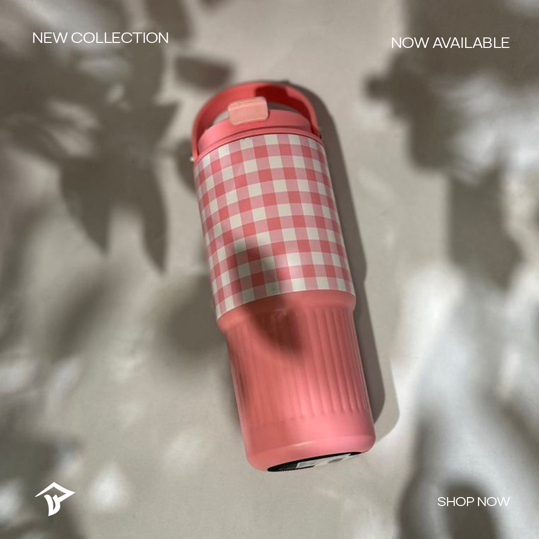 Pink Gingham Thermal Mug